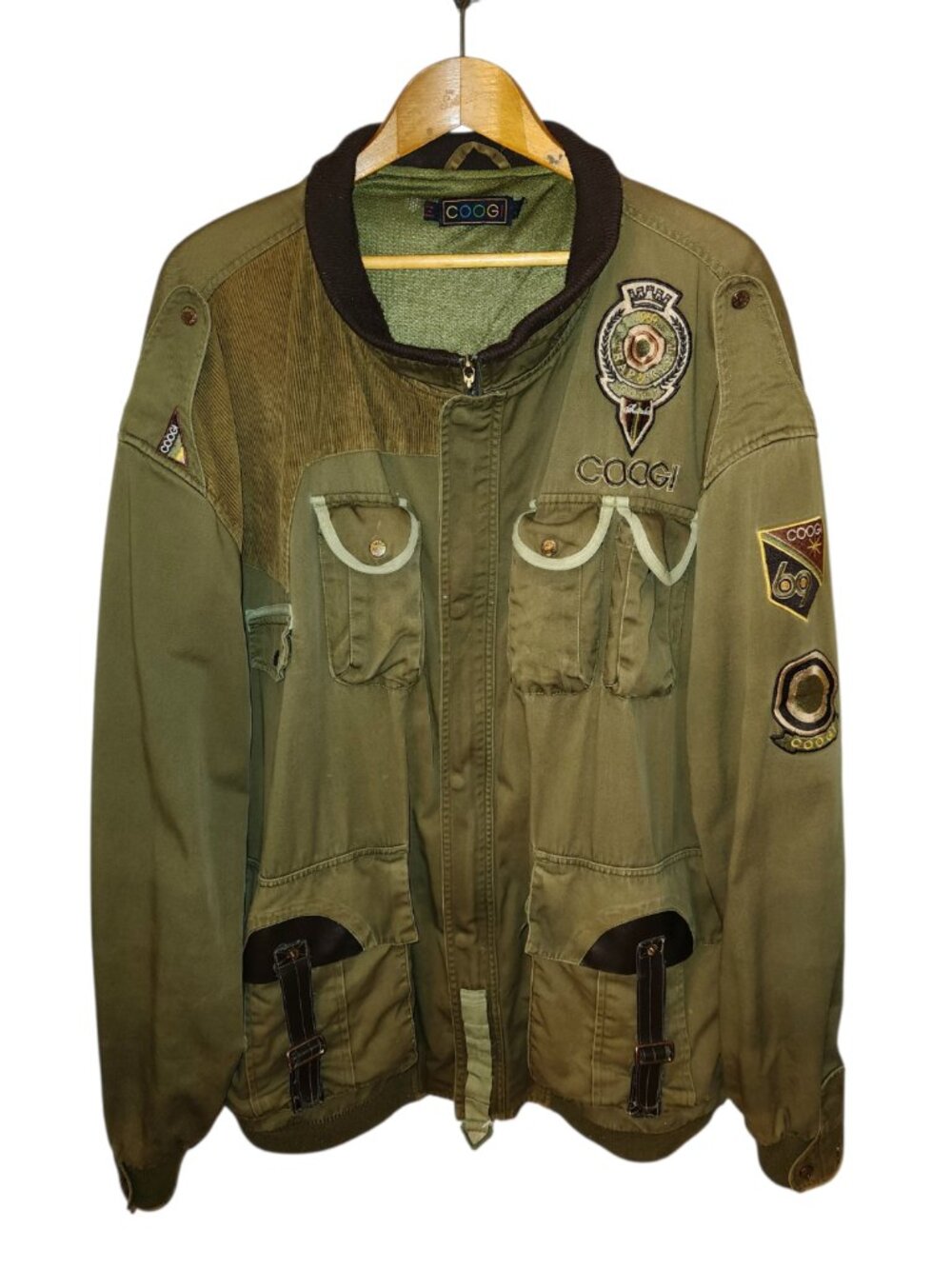 Coogi Military Style Jacket Size 5XL Olive Green Vintage Utility Workwear READ